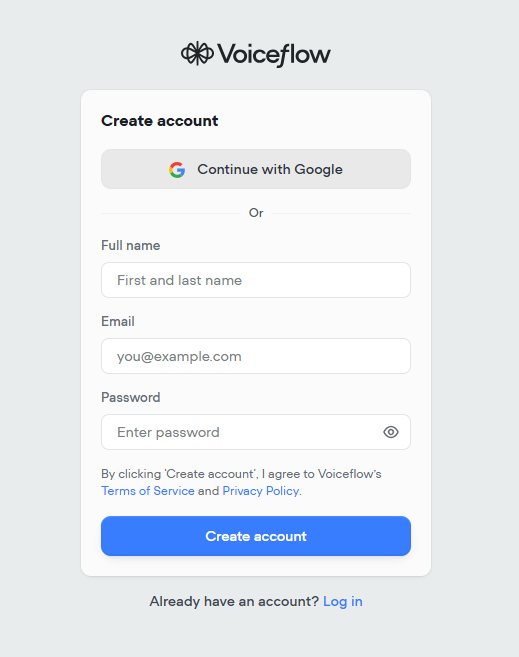 регистрация Voiceflow