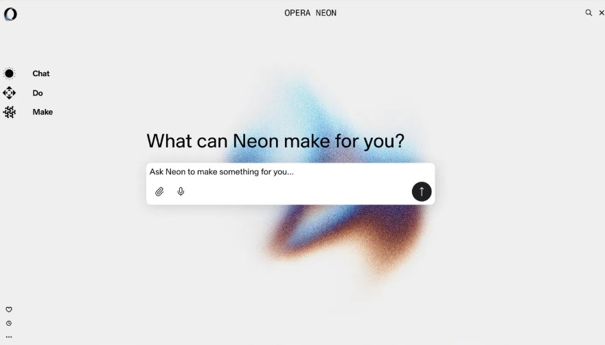Интерфейс Opera Neon