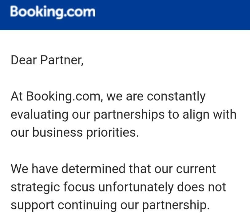 Уведомление Booking о закрытии партнерской программы