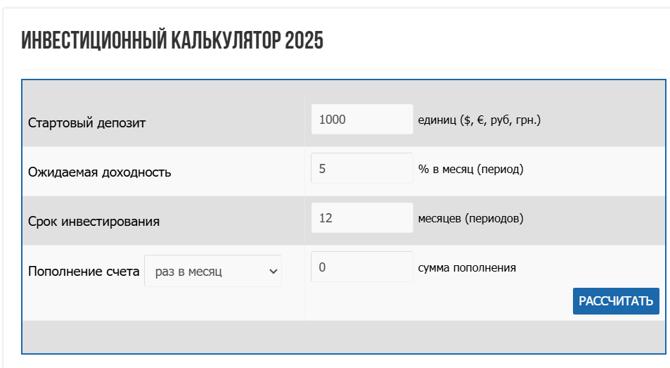 преленд с калькулятором