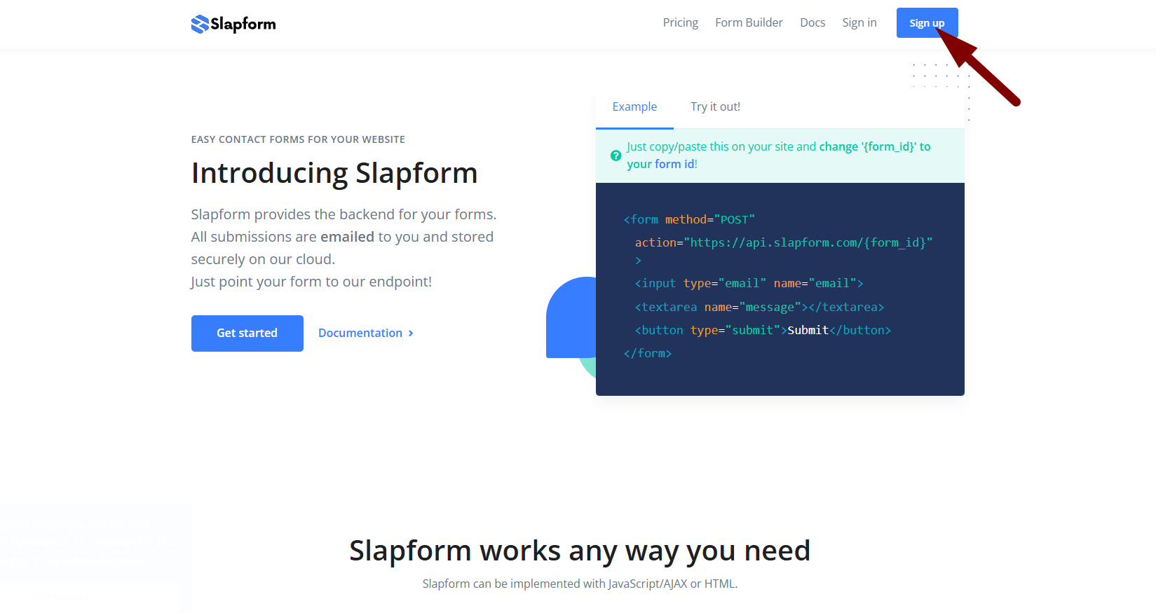 зарегистироваться в Slapform