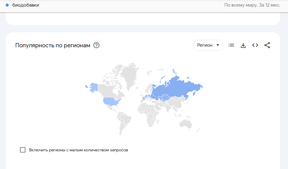 раздел «Популярность по регионам»