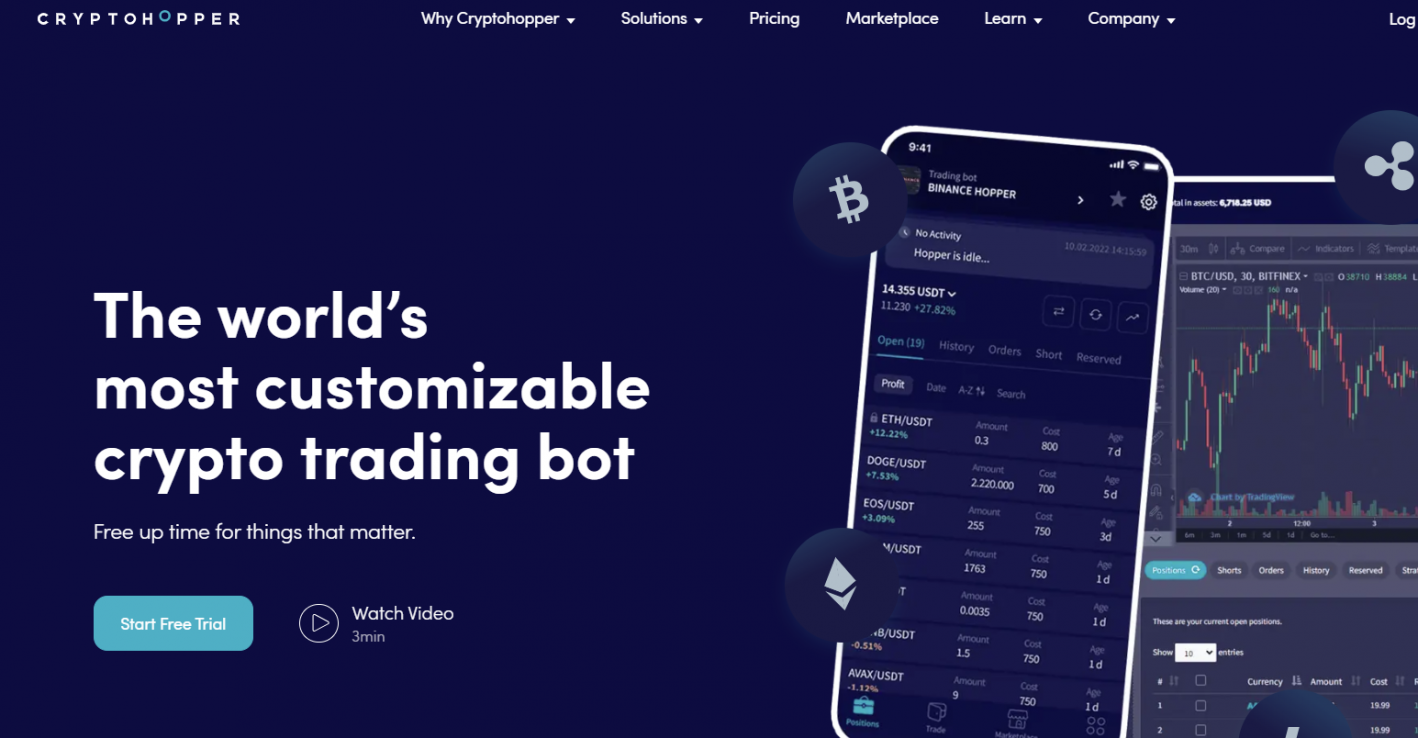 главная страница сайта Cryptohopper