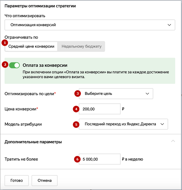 Оплата за конверсии в Яндекс.Директе