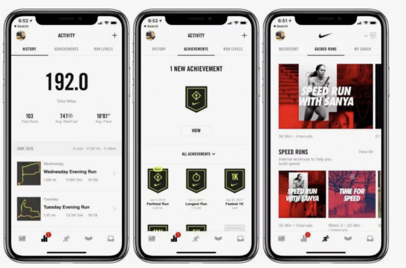 Раздел достижений в приложении Nike Run Club