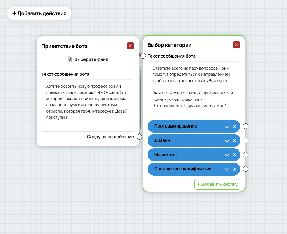 Сценарии бота для онлайн-курсов