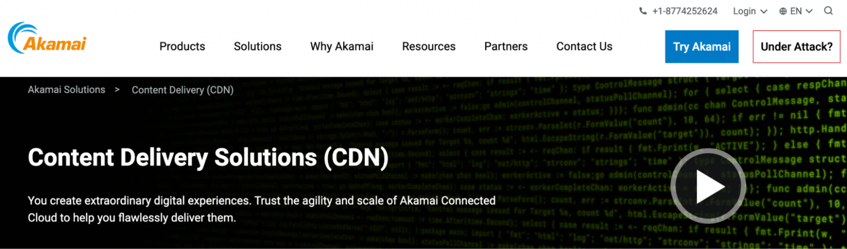 Стартовая страница сервиса Akamai CDN